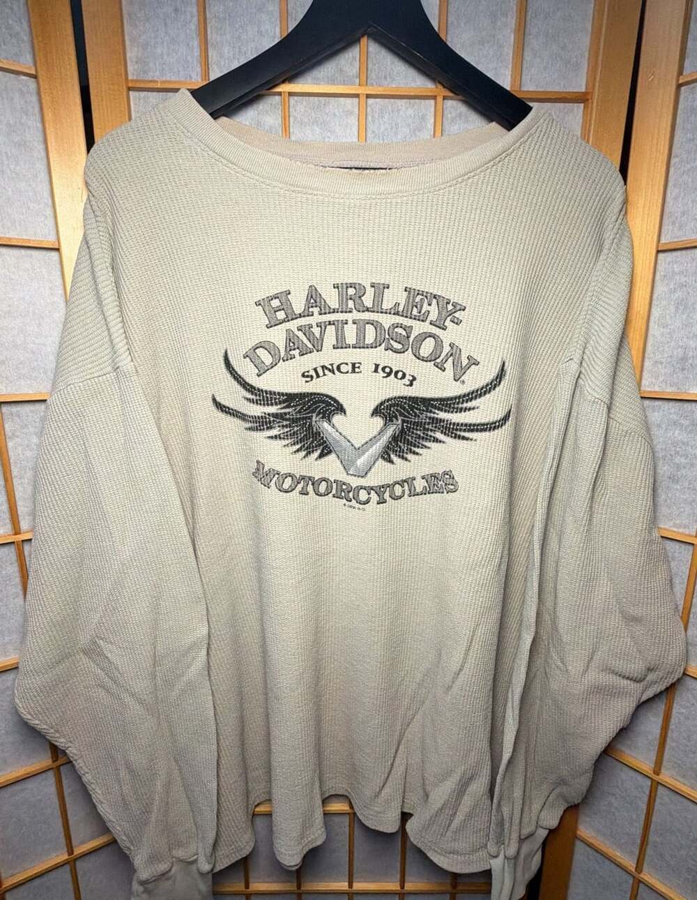 Vintage Harley Davidson Rochester Minnesota Waffle Knit Thermal Long Sleeve